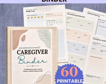 Caregiver Binder, Medical Binder Printable, Elderly Care Planner, Caregiver Daily Log, Caregiver Checklist, Printable Medication List