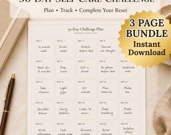 30 Day Challenge, Self Care Bundle, Self Care Challenge, 30 Day Self Care Challenge, Self Care Checklist Printable