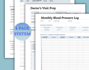 BP Log Printable, Blood Pressure Tracker, Medical Binder Printable, Vital Signs Log, Medical Appointment Tracker, Chronic Illness Binder