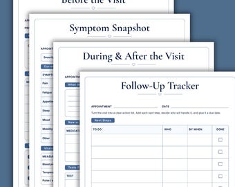 Medical Appointment Tracker Printable | symptom tracker | Medical Planner | Appointment Tracker | Caregiver Planner | Doctor Visit Planner