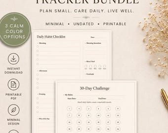 Habit Tracker Printable, Daily Habit Tracker, Monthly Habit Tracker, 30 Day Challenge, Weekly Habit Tracker, Wellness Planner