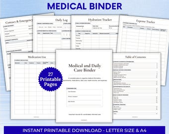 Medical Binder Printable, Medication Tracker, Doctor Visit Planner, Caregiver Binder, Medical Appointment Tracker, Symptom Tracker