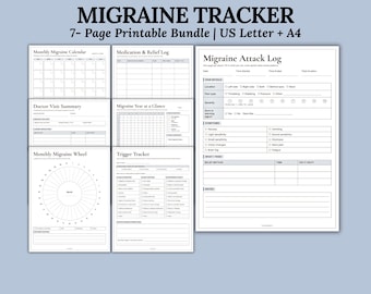 Migraine Tracker Printable, Headache Tracker, Symptom Tracker, Chronic Illness Tracker, Pain Tracker, Migraine Journal, Doctor Visit Log