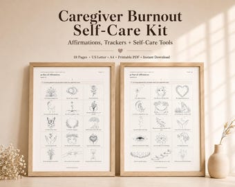 Caregiver Journal | Coping Skills Cards | Caregiver Binder | Affirmation Cards for Women | Journal Prompt Cards