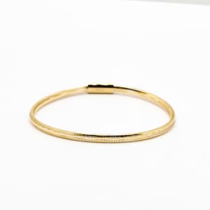 Solid 18k Gold Bracelet - Handmade Italian Jewelry - Textured 750 Yellow Gold Bangle - Luxury Statement Bracelet - Investment Piece