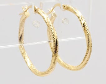 Pendientes de oro macizo de 18k (1,32) - Joyería italiana artesanal - Pendientes de oro amarillo de 750 - Pendientes llamativos de lujo con textura