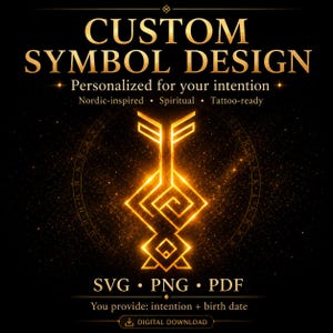 Custom Spiritual Symbol, Personalized Sigil Design, Nordic Rune Tattoo, Intention Art, SVG PNG PDF
