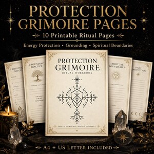 Protection Grimoire Pages Printable, Energy Protection Journal, Book of Shadows Inserts, Ritual Workbook