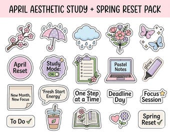 April Sticker - Frühlings-Reset-Pack, Planer Journal Laptop Aufkleber