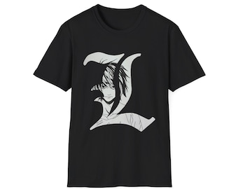 L Lawliet Anime T-Shirt - Death Note inspiriertes Grafik-T-Shirt - Minimalistisches Detektiv-Shirt - japanischer Manga Streetwear