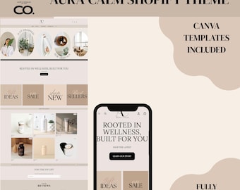 Wellness Shopilly Theme | Minimal Gesundheit & Beauty Store Vorlage | Canva Pack enthalten | Aura Ruhe