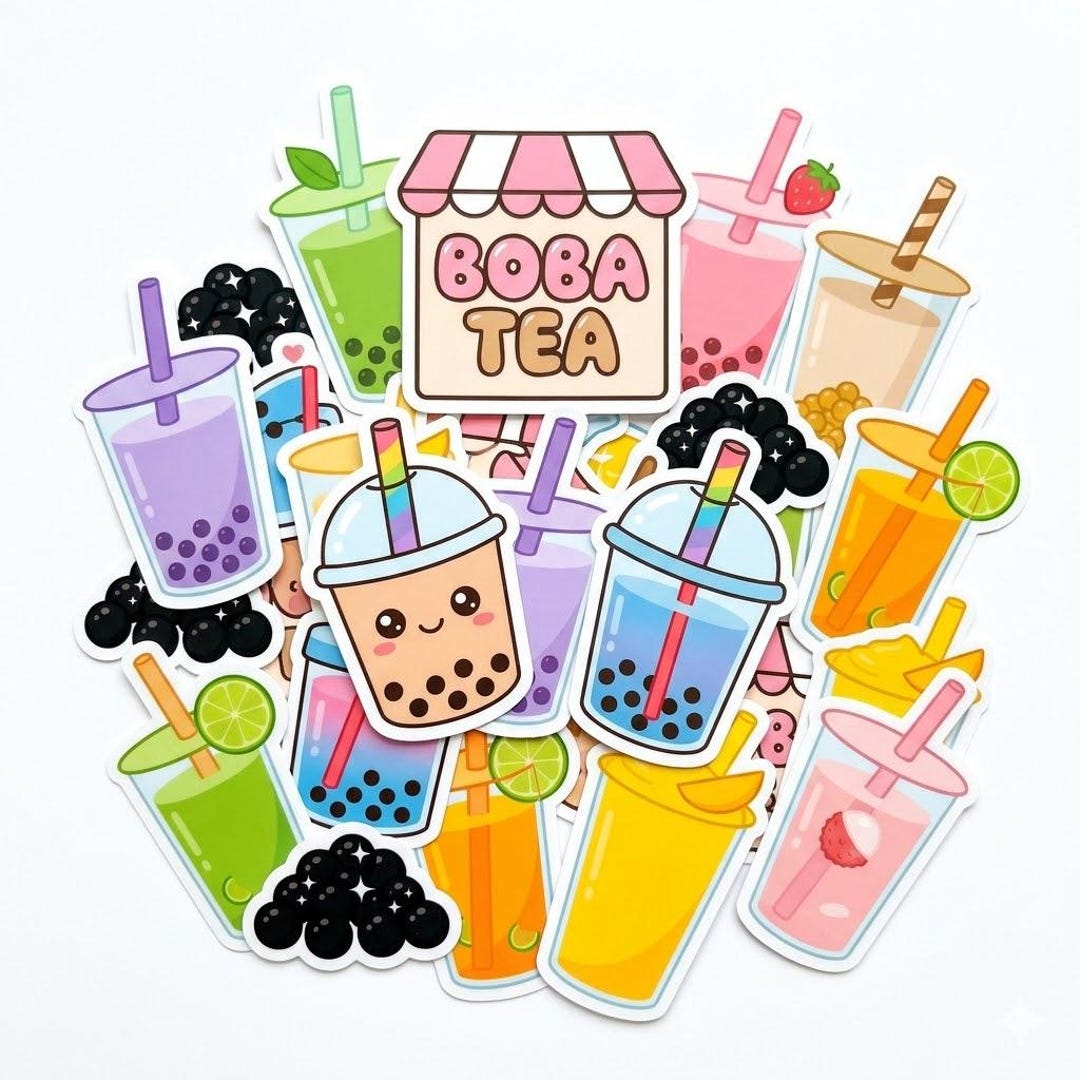 Kawaii Bubble Tea Sticker Pack | Boba Flavors, Waterproof Vinyl Laptop ...