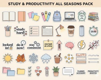 Lern- und Produktions-Aufkleber | Motivierende Planer, Laptop, Journal Sticker Set