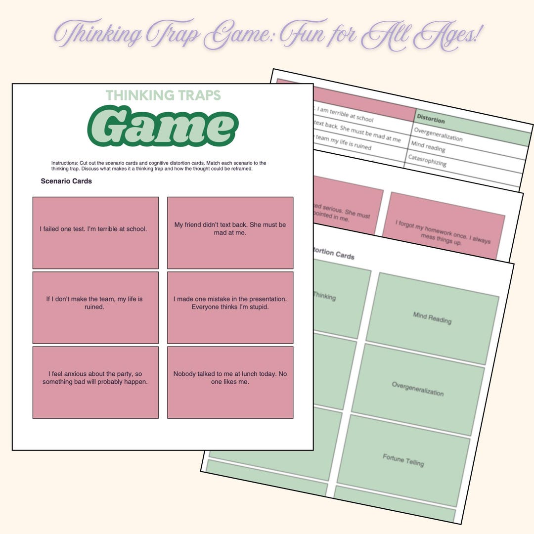 Thinking Traps Game | CBT Cognitive Distortions Activity (printable) - Etsy