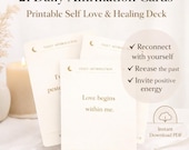 21 Daily Affirmation Cards, Self Love Healing Deck (Instant Download PDF)