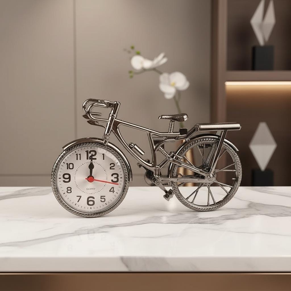 Retro Bicycle Desk Clock, Analog Alarm Clock Decor, Bike Shaped Table ...