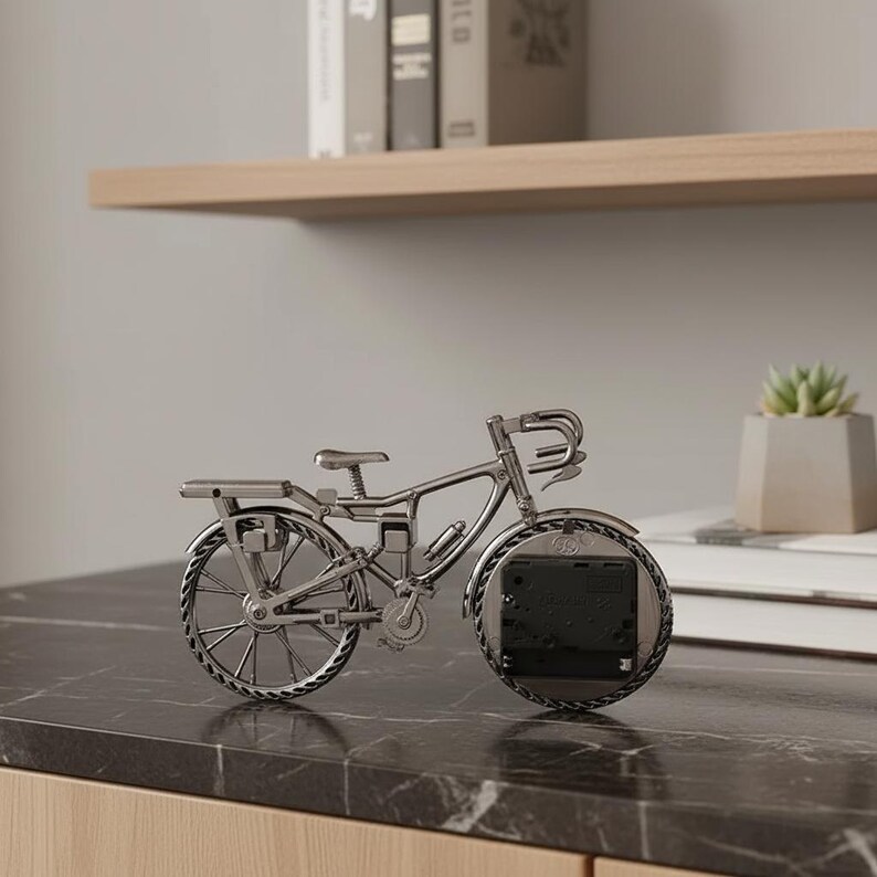 Retro Bicycle Desk Clock, Analog Alarm Clock Decor, Bike Shaped Table ...
