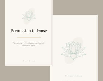 Permission to Pause | 60 Gentle Mindfulness Prompt Cards for Self-Compassion & Slow Living | Printable Card Deck