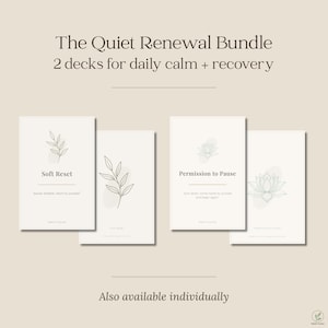 Quiet Renewal Bundle | Permission to Pause + Soft Reset Card Decks | Mindfulness & Self-Compassion Printable image 1