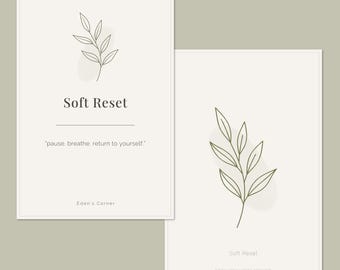Soft Reset Card Deck | 60 Printable Journal Prompts for Mindfulness, Self-Compassion & Burnout Recovery | Digital Download