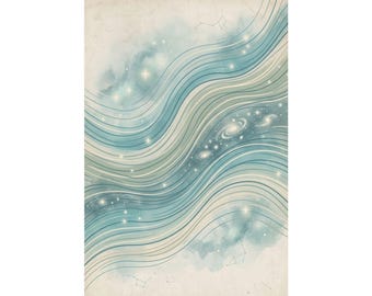 Cosmic Drift Abstract Poster | Minimalist Energy Flow Wall Art | Spiritual Meditation Print