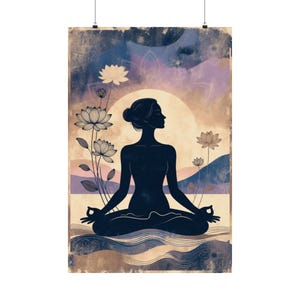 Meditation Silhouette Poster | Yoga Wall Art | Lotus Flower Spiritual Decor image 17
