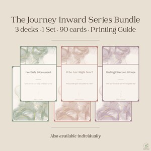 Journey Inward Prompt Cards Bundle | 90 Gentle Journal Prompts (3 Decks) image 1
