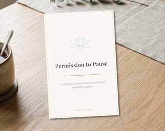 Permission to Pause Mindfulness Cards | 60 Self-Care Prompts (Digital Download)