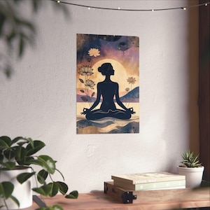 Meditation Silhouette Poster | Yoga Wall Art | Lotus Flower Spiritual Decor image 14