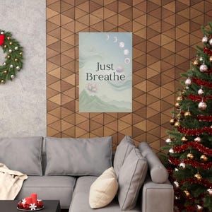 Just Breathe Yoga Poster | Calming Meditation Wall Art | Lotus Moon Spiritual Decor image 20