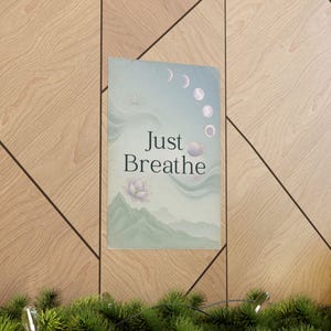 Just Breathe Yoga Poster | Calming Meditation Wall Art | Lotus Moon Spiritual Decor image 13