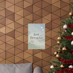 Just Breathe Yoga Poster | Calming Meditation Wall Art | Lotus Moon Spiritual Decor image 12