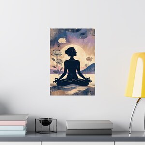 Meditation Silhouette Poster | Yoga Wall Art | Lotus Flower Spiritual Decor image 16