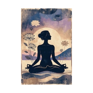 Meditation Silhouette Poster | Yoga Wall Art | Lotus Flower Spiritual Decor image 18