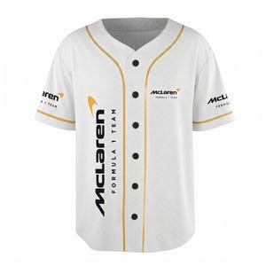 McLaren F1 Baseball Jersey White | Formula 1 Inspired Racing Team Shirt