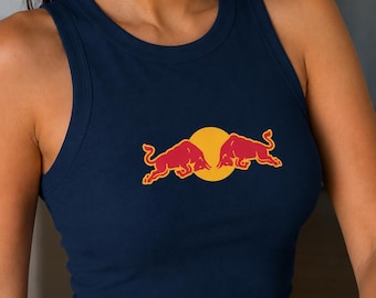 Camiseta sin mangas acanalada azul marino estilo racer / Conjunto para el día de la carrera del aficionado a la F1