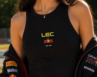 Camiseta sin mangas corta de Charles Leclerc de la Scuderia Ferrari, ropa de carreras de F1.