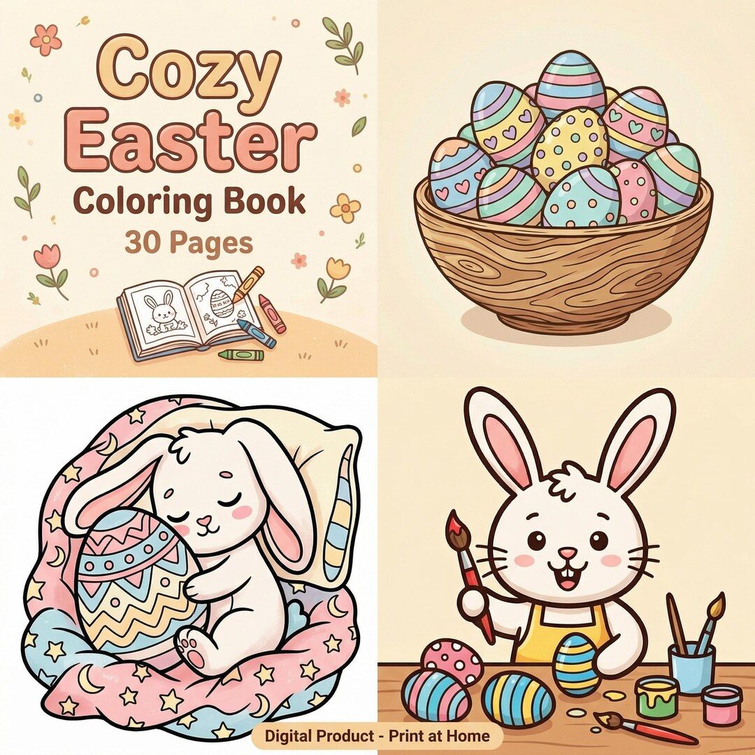 Easter Coloring Book for Kids and Adults, Cute Easter Coloring Pages ...