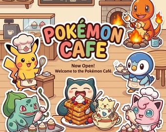 Niedliches Taschenmonster-Café-Aufkleberpaket - Cozy Café-Serie, 60 niedliche Kreaturenaufkleber für Kinder