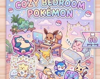 Cozy Pocket Monster Stickers - 60 süße Aufkleber PNG, SVG & PDF