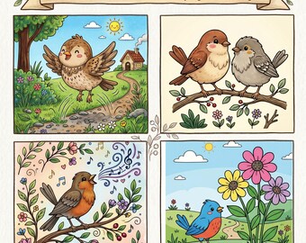 Gemütliches Vogel-Malbuch für Kinder im Alter von 3-5 Jahren - Niedliches Vogel-Design