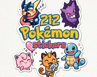 Cute Pocket Monsters Sticker Pack - 212 niedliche Monster Aufkleber für Kinder
