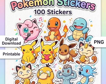 Cute Pocket Monsters Sticker Pack - 100 süße Kreaturen Aufkleber für Kinder