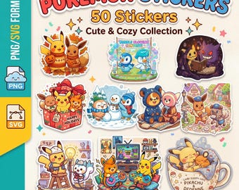 Cute Pocket Monster Sticker Pack - 50 süße Aufkleber PNG, SVG & PDF