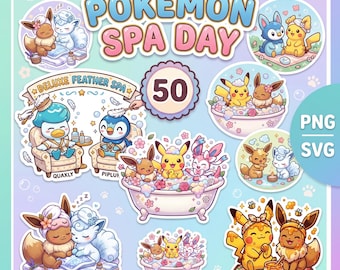 Cozy Spa Day Creature Stickers - 50 süße Aufkleber PNG, SVG & PDF