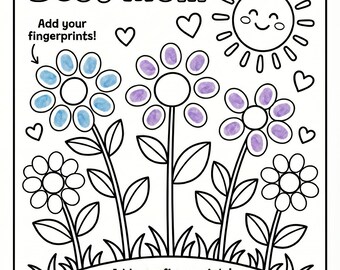 Muttertag Handabdruck & Fingerabdruck Aktivitäten Buch - Kinder Geschenkseiten für Mama zum Ausdrucken