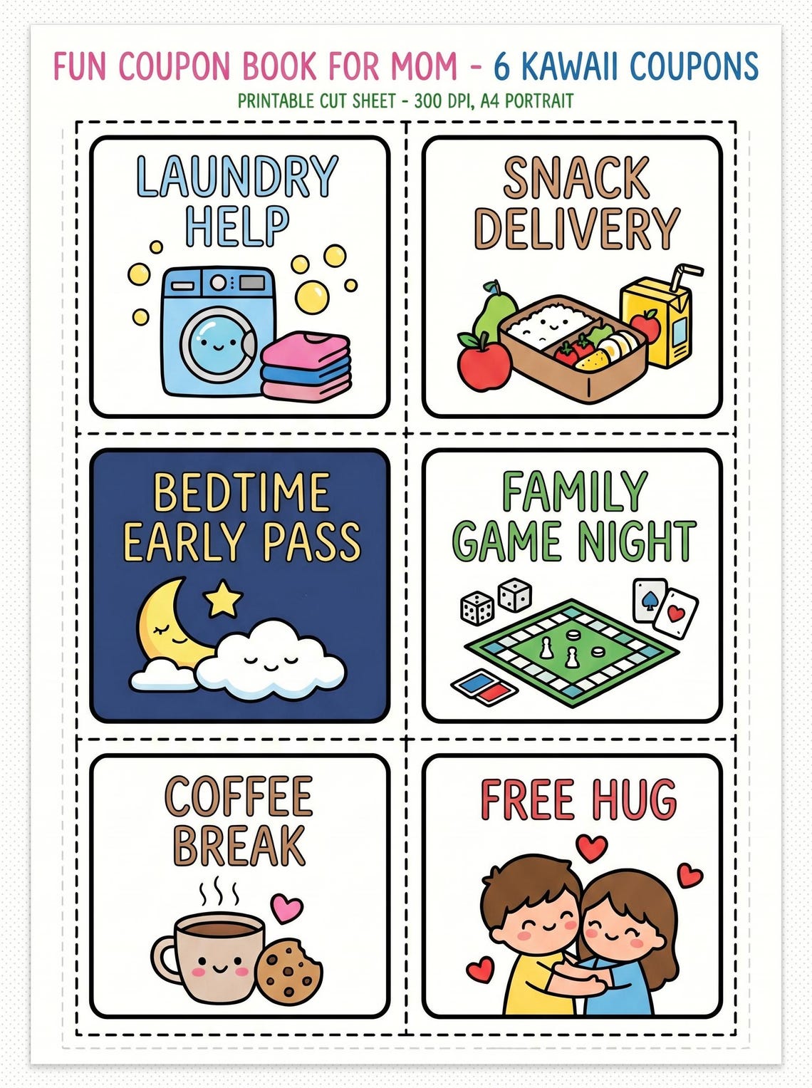 Mothers Day Coupon Book – Printable Coupons for Mom, Kids Coloring and ...