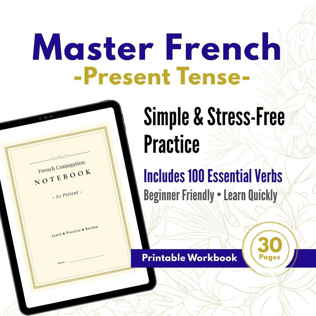 Learn French Verbs Fast, Beginner Workbook PDF, 100 Essential Verbs ...
