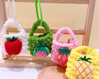 Gehaakte fruit portemonnee sleutelhanger, houder mini-oordopjes, gebreide portemonnee, kawaii tashanger