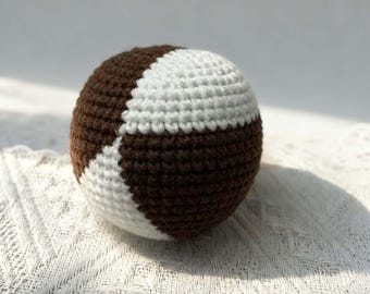 Handgemaakte hacky Sack-bal met golvende streep, gehaakte bal, jongleren voetenzak, speelgoed voor stressverlichting